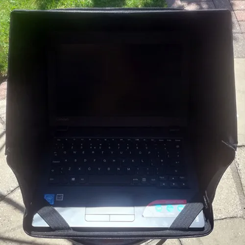 MNK PROHOOD HOOD COVERING LAPTOP AS SUN SHADE HOT SUNNY DAY